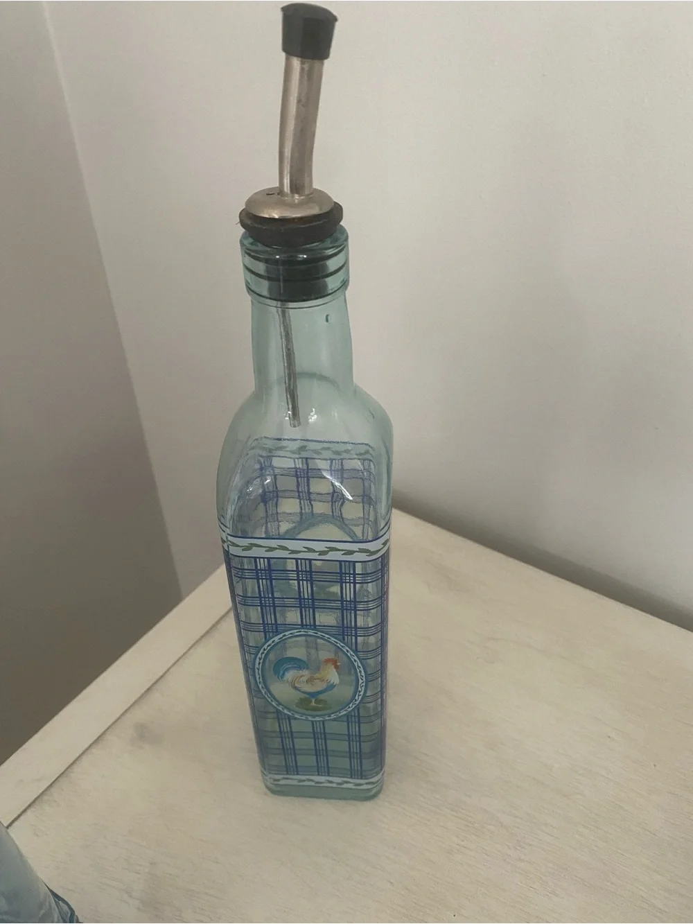 Blue Glass Set 1 Olive Oil Cruet Bottle and 2 with Cork Tops